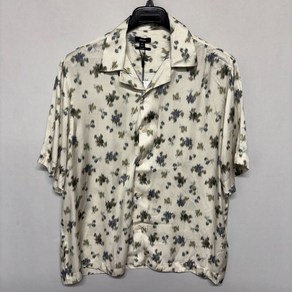 NWT Reiss Men Floral Print Cuban Collar Button Shirt Size XXL 2XL D134 -30